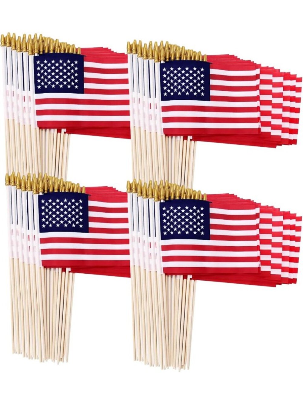 200 Mini American Flags on Stick - 4x6 Inch Handheld US Flags for 4th of July